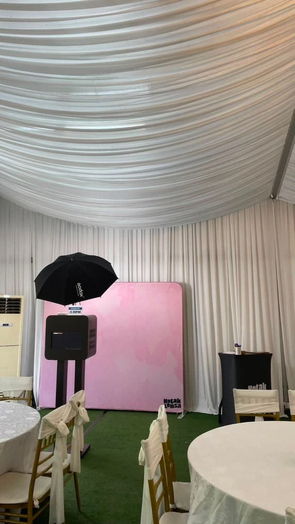 Sebening Embun Garden Glass Hall photo booth setup