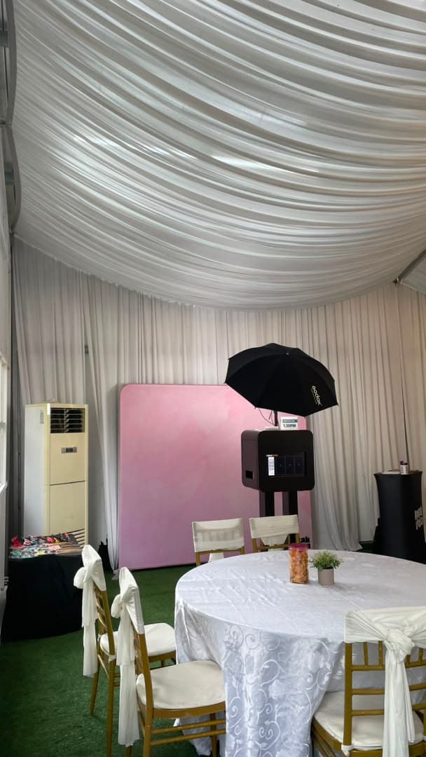 Sebening Embun Garden Glass Hall photo booth setup